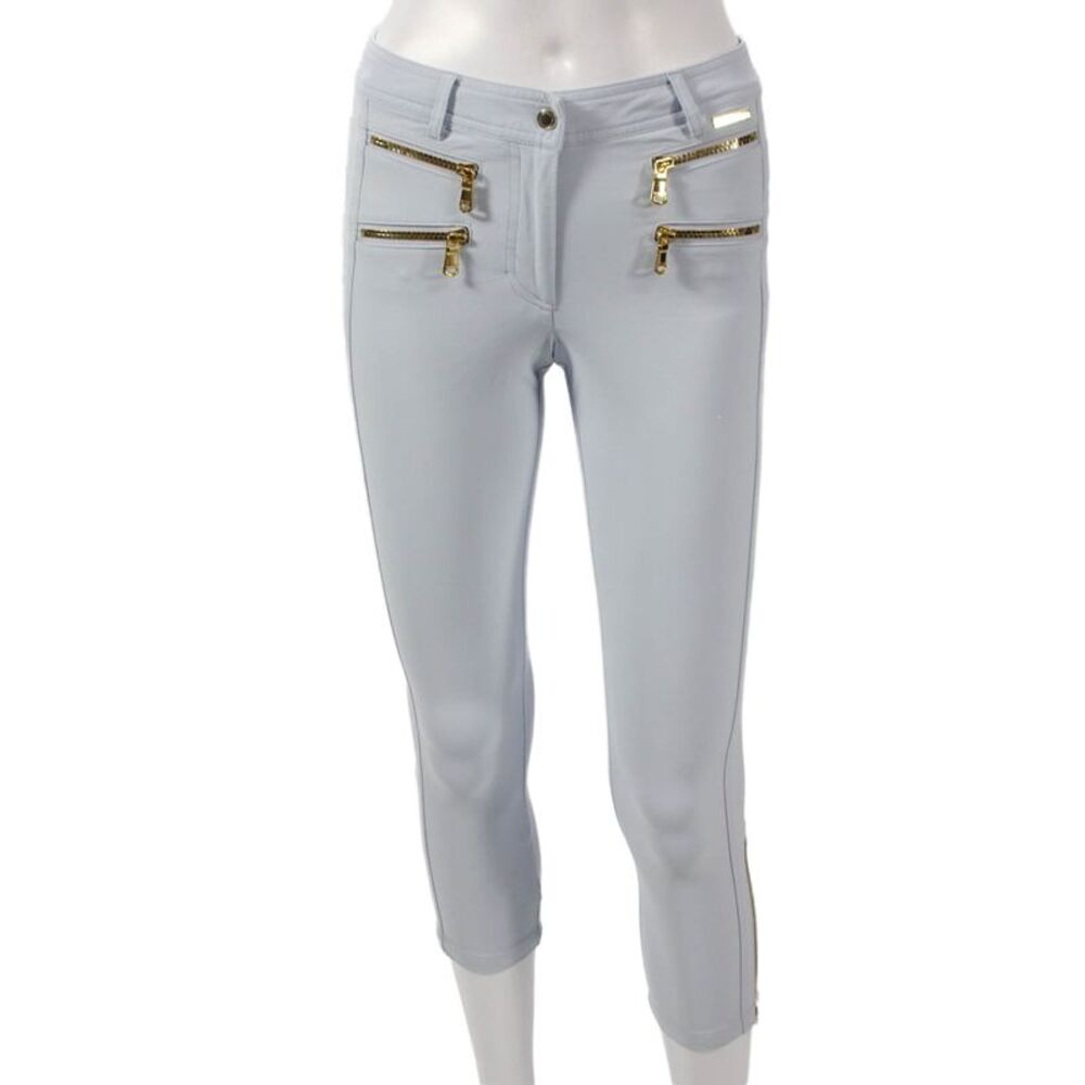 MDC Womens Capri Leggings Blue Polyester Zip Inseam 23in Size 32